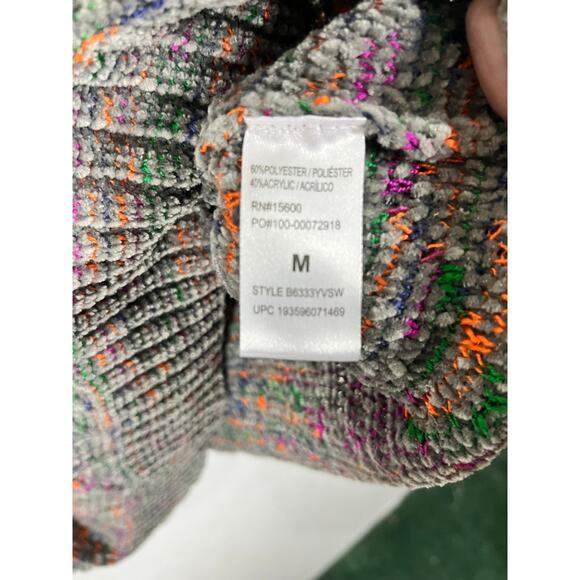 Democracy Multicolored V-Neck Long Sleeve Ribbed Chenille Knit Sweater Polyester - Picture 7 of 7